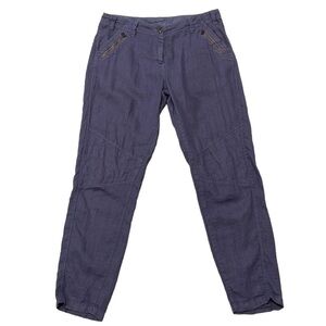 Wrap Pants Womens 4 Purple Cargo Straight Leg Pockets Linen